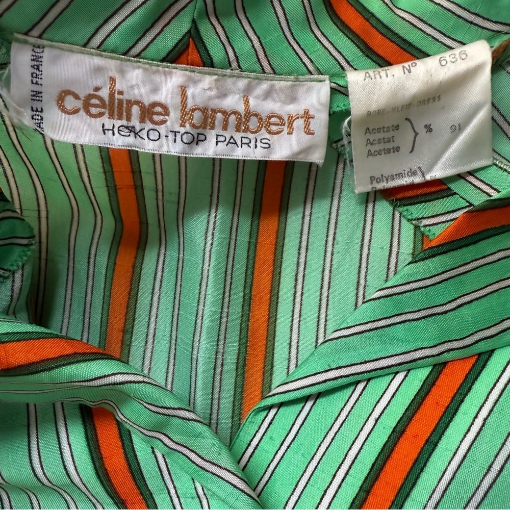Vintage Celine Lambert Green and Brown Long Sleeve Dress - Picture 10 of 14
